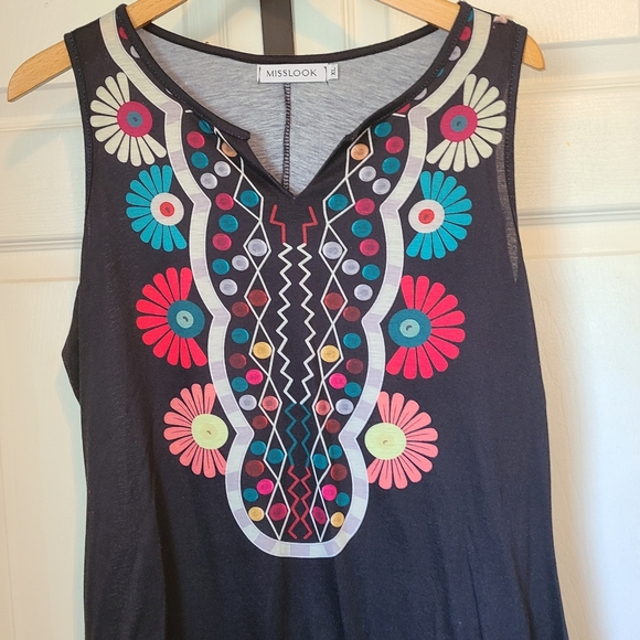 (1047) Miss Look, Boho Style Summer Dress, Extra Large, Floral Pattern - Picture 3 of 5